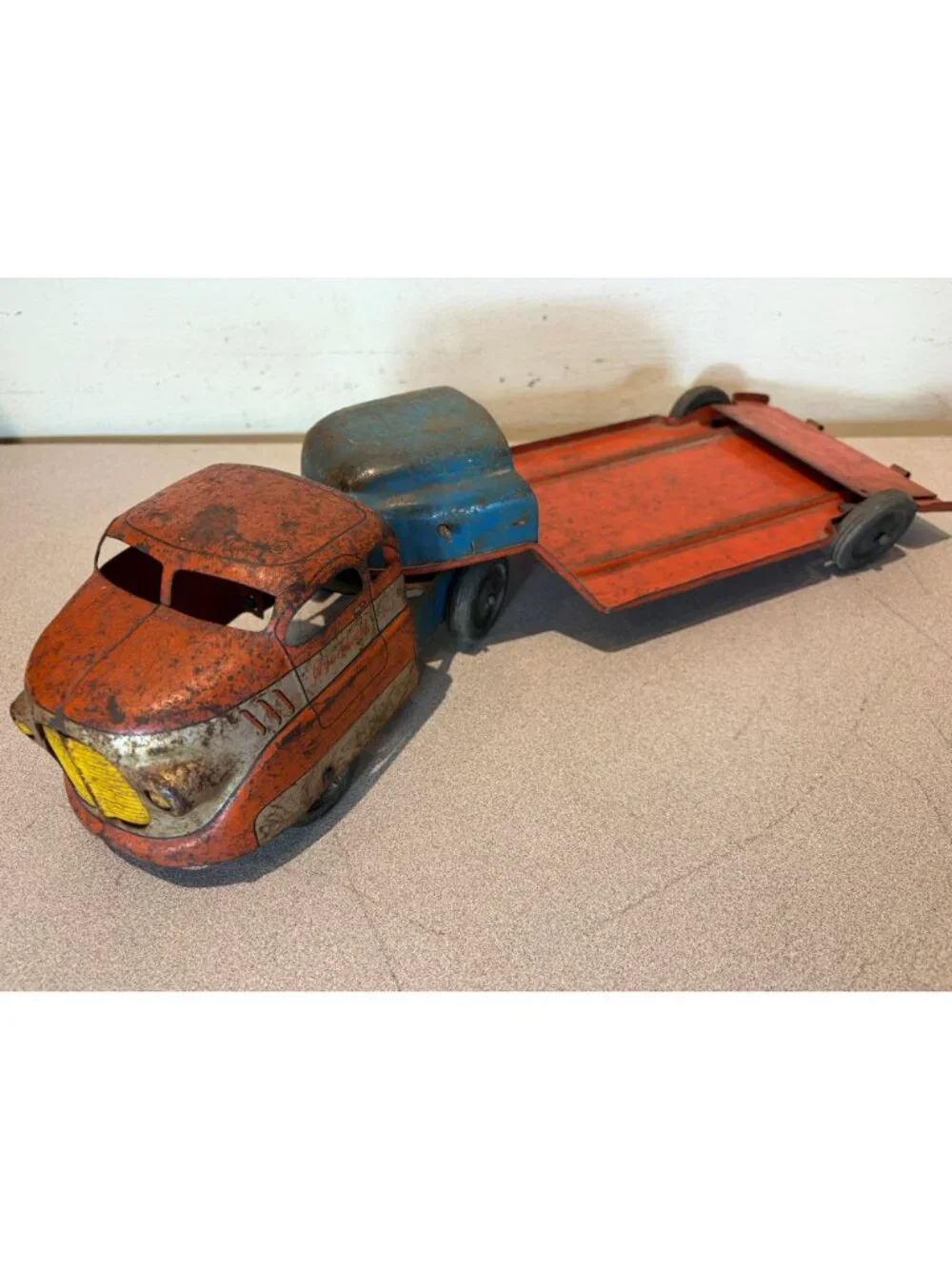 Vintage 1930-40’s Buddy L Wyandotte Express Press Steel Truck & trailer large!